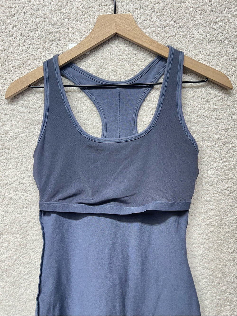 SKIMS Steel Blue Racerback Onesie Romper Bodysuit Medium Biker Shorts Bra Lounge - Picture 3 of 9